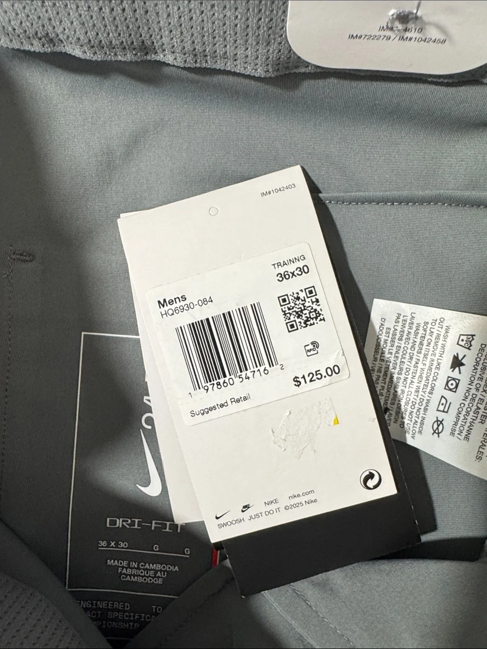 NEW Nike mens 36x30 gray 24.7 PerfectStretch 5-pocket regular fit golf pants NWT